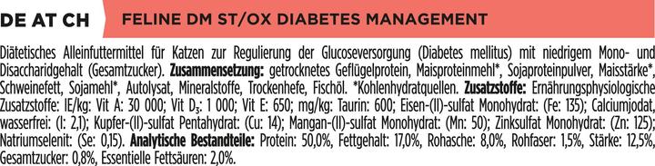 Nährwerte und Zutaten Purina ONE PPVD DM St/Ox Dbts MngmntCat1.5kg (Adult, 1 Stk., 1500 g)