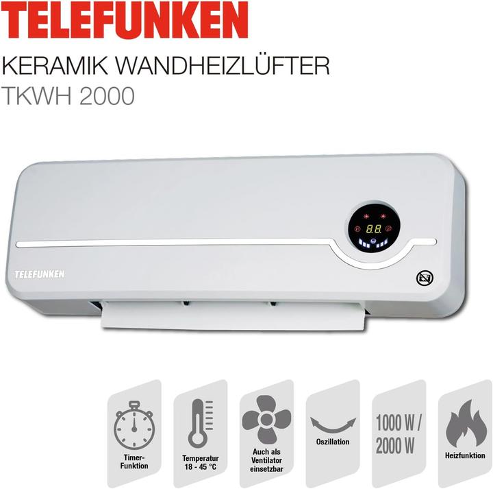 Actual product image Mauk TKWH 2000 Wandheizlüfter mit Oszillationfunktion (2000 W)