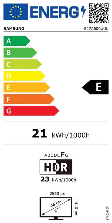 Energie-Label Samsung S27A600UUU (2560 x 1440 Pixel, 27")
