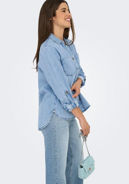 Immagine prodotto Only Normal geschnitten Hemdkragen Umgeschlagene Ärmelbündchen Jeanshemd Jeanshemd (S)
