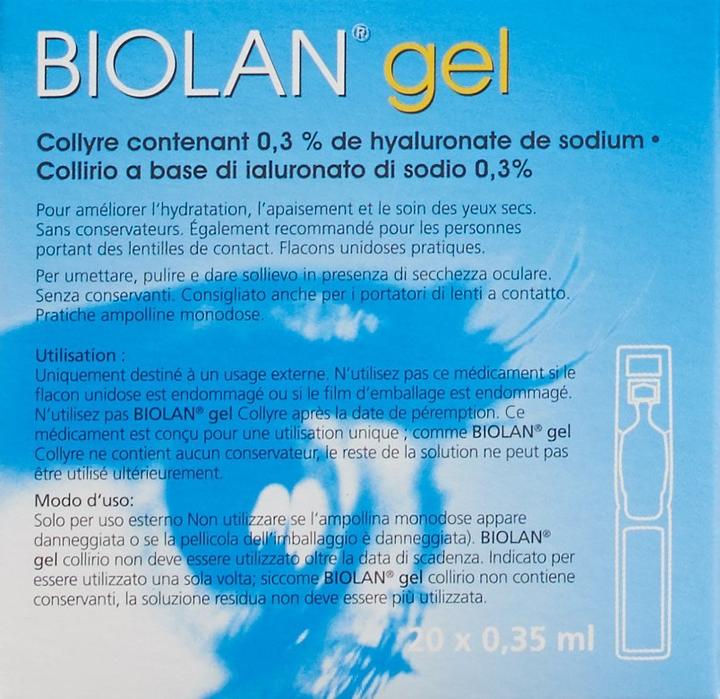 Actual product image Biolan Gel eye drops 20x0.35ml (7 ml, 20 x 0.35 ml)