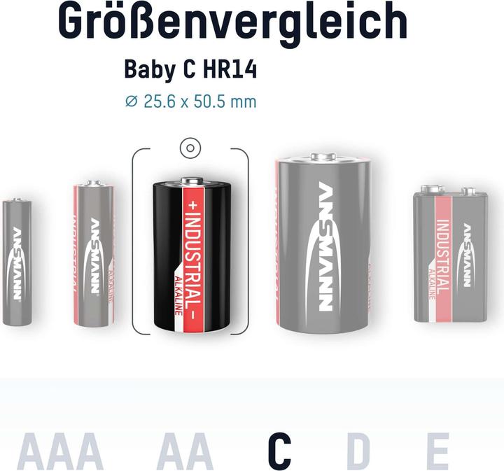 Produktbild Ansmann Industrial Baby Alkali-Mangan (10 Stk., C, 7200 mAh)