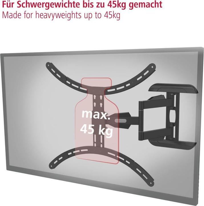 Produktbild Hama TV-Wandhalterung, schwenkbar, neigbar, ausziehbar, 191 cm (75") bis 45 kg (Wand, 75", 45 kg)