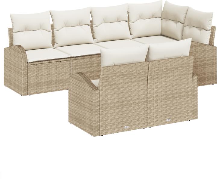 Produktbild VidaXL 7-teiliges Garten Sofa Set mit Kissen Beige Poly Rattan