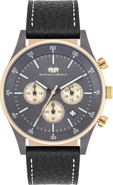 Herren Chronograph Goodwill Echtleder Schwarz - 29870 (Chronograph, 43 mm)