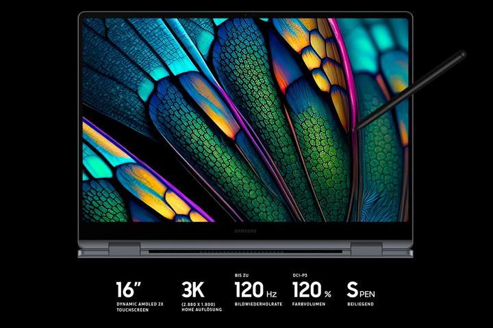Actual product image Samsung Galaxy Book4 Pro 360 (16", Intel Core Ultra 7 155H, 32 GB, 1000 GB, DE)
