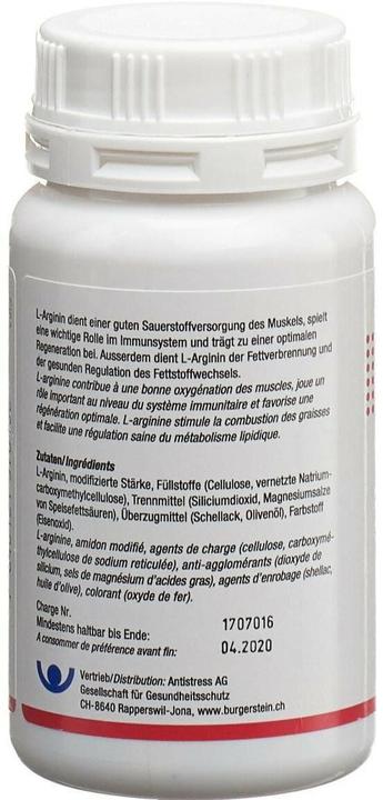 Nährwerte und Zutaten Burgerstein L-Arginin (100 Stück, Kapseln, 200 g)