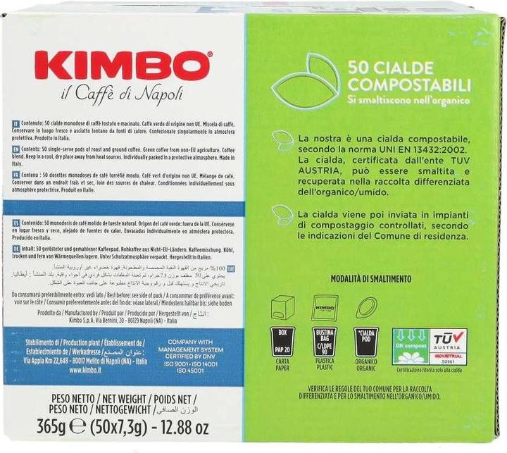 Valeurs nutritives et ingrédients Kimbo ESE PADS CAPRI, 50x (50 x Port.)