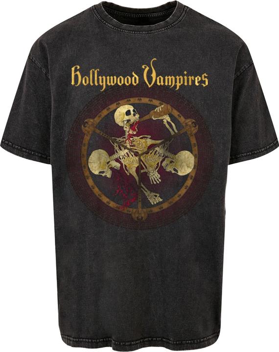 Actual product image Merchcode Hollywood Vampires - Drink Fight Puke Acid Washed Heavy Oversized Tee - 114619 (XS)