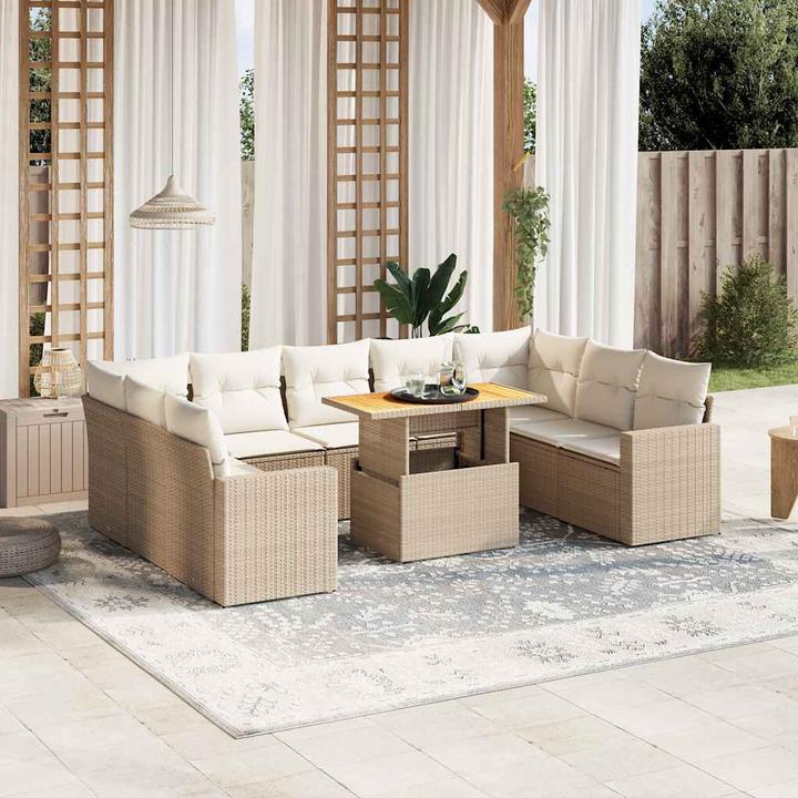 Immagine prodotto VidaXL Set di divani da giardino set da giardino gruppo di sedute da giardino 10 pezzi beige