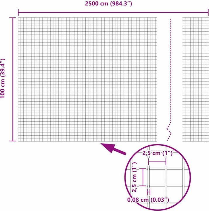 Image du produit VidaXL Clôture pour poules Set de 2 Acier galvanisé 25 x 1 m