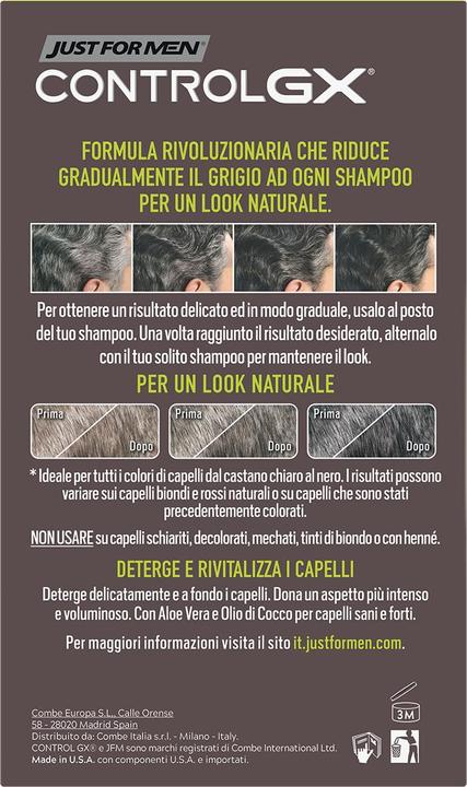 Immagine prodotto Just For Men Control GX Shampoo Colore Graduale 118ml - Nero (118 ml, Shampoo liquido)