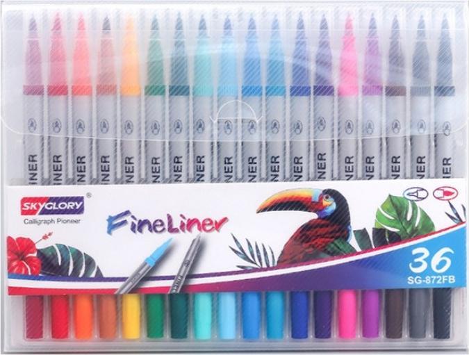 Produktbild Skyglory 36er Set Fineliner Premium Filzstifte auf Wasserbasis mit Doppelkopf (36 x)
