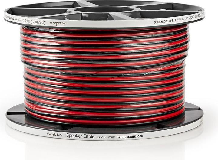 Produktbild Nedis Lautsprecherkabel| 2x 2.50 mm²| Kupfer| 100.0 m| rund| PVC| Red Schwarz| - Verlä (100 m, 2.50 mm²)