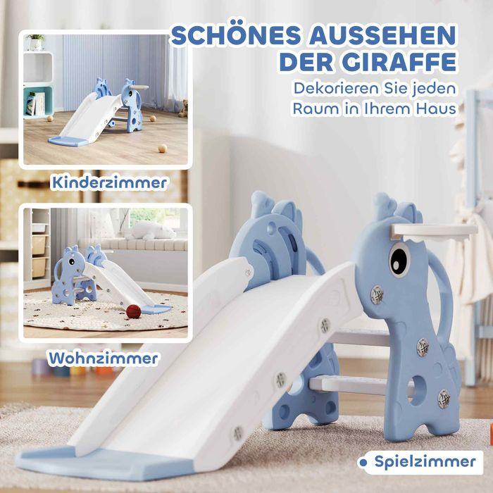 Actual product image Swisshandel24 Kinderrutsche, 3 in 1, Kleinkinderrutsche mit Basketballkorb, Basketball, Blau