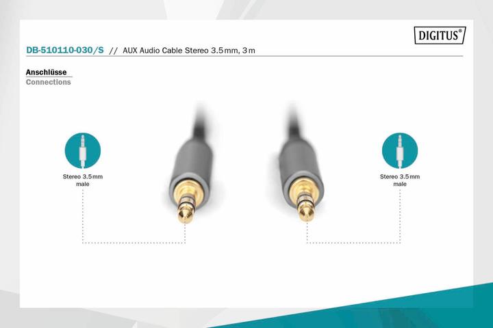 Produktbild Digitus Audio Anschlusskabel, 3,5 mm Klinke auf 3,5 mm Klinke (3 m)