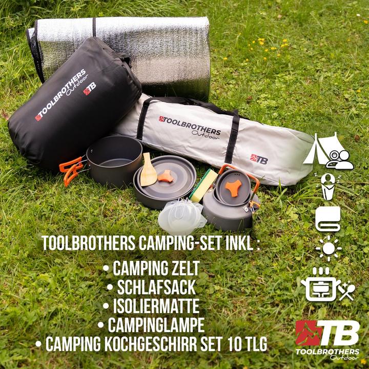 Produktbild Tool Brothers (BUNDLE) Toolbrothers Outdoor-Set Camping Zelt 2 Personen Hydrauliksystem mit Isoliermatte+Schlafsa (3.80 kg, 2 Personen)