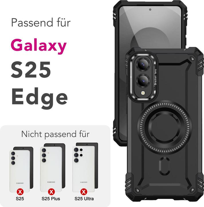 Image du produit Nalia Granite - Schlagfeste Panzer Hülle mit MagSafe & Kamera Standfuss - Military Cover (Samsung Galaxy S25 Edge)