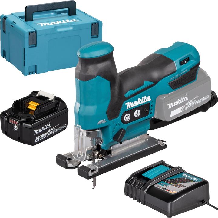 Actual product image Makita DJV 185 RF1J Battery Pendulum Hoist Jigsaw 18 V Brushless + 1x Battery 3,0 Ah + Charger + Makpac