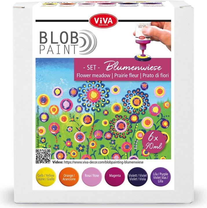 Viva Decor Set di colori Blob Paint "Prato fiorito", 6 pezzi (Multi, 90 ml)