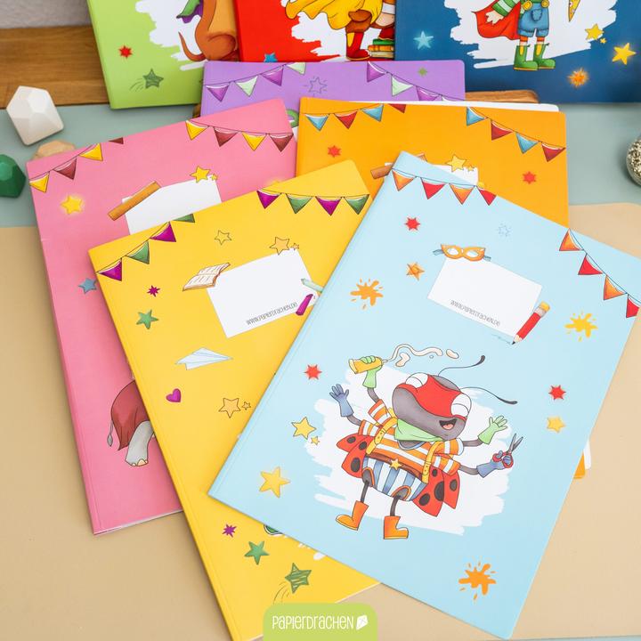 Produktbild Papierdrachen 8 Schnellhefter aus Karton – DIN A4 – Superhelden Tiere (A4, 8 x)