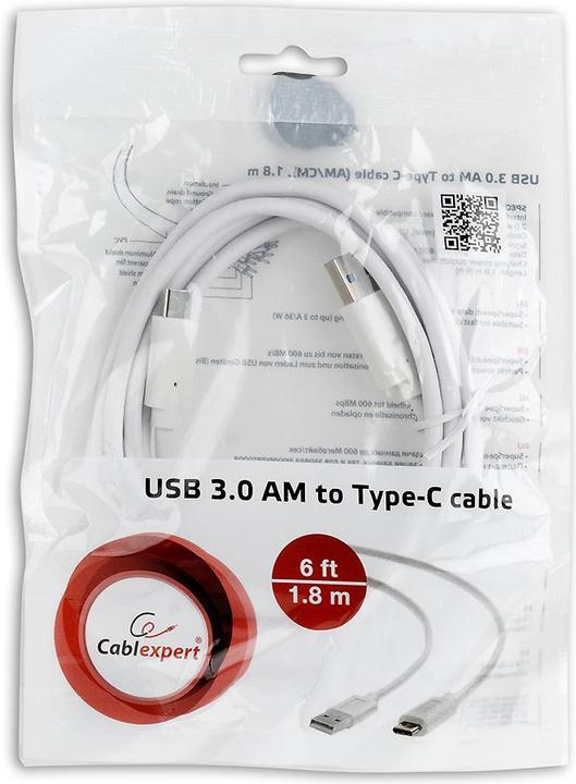 Produktbild Gembird CCP-USB3-AMCM-6-W USB Kabel 1,8 m 3.2 Gen 1 (3.1 Gen 1) USB A USB C Weiss (1.80 m, USB 3.2 Gen 1)
