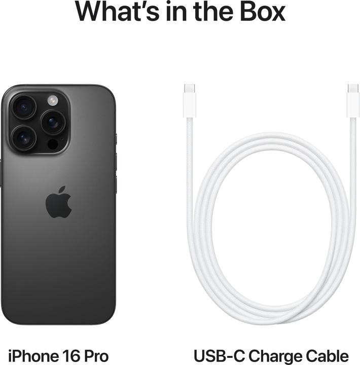 Actual product image Apple iPhone 16 Pro (128 GB, Black Titanium, 6.30", SIM + eSIM, 48 Mpx, 5G)