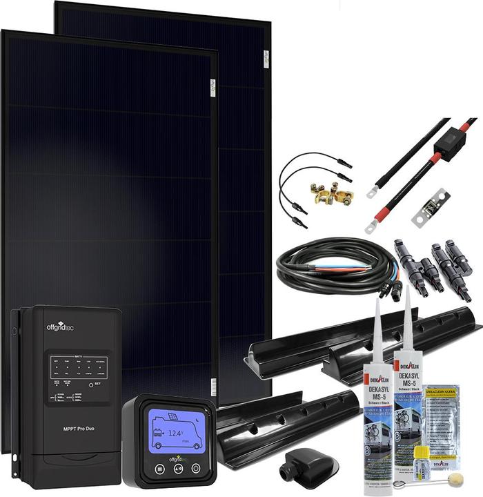 Produktbild Offgridtec MobileBlack M 200W Wohnmobil Solaranlage 30A MPPT DUO Laderegler OLP PERC Solarmodul (200 W)