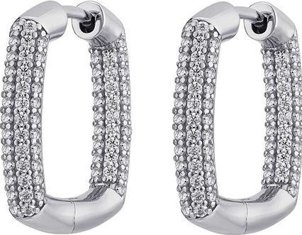 Rosato Shiny silver earrings with clear zircons Bianca RZBI2 - Length: 3 cm