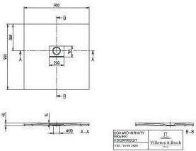 Produktbild Villeroy & Boch V&B Duschwanne SQUARO INFINITY Quadrat 900x900x40mm stone white