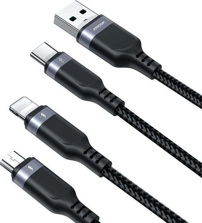 Productafbeelding Joyroom Cavo 3 in 1 Multi-Use Series S-1T3018A18 Lightning USB-C micro USB 1,2 m - nero (1.20 m, USB 3.0)