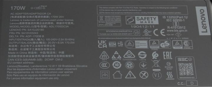 Valori nutrizionali e ingredienti Lenovo 4X20S56706 (170 W)
