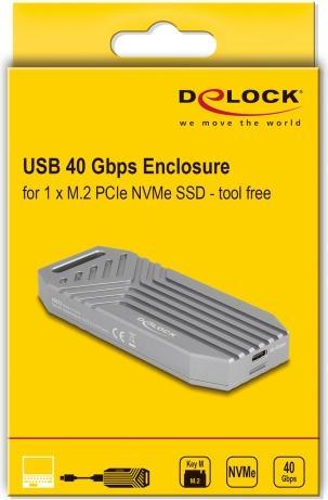 Image du produit Delock M.2 NVMe SSD Gehäuse USB 40 Gbps - werkzeugfrei (M.2 2280)