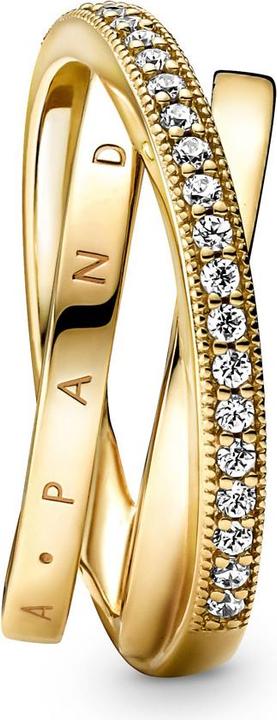 Actual product image Pandora Shine Logo Crossover Pavé Triple Band Ring (58)