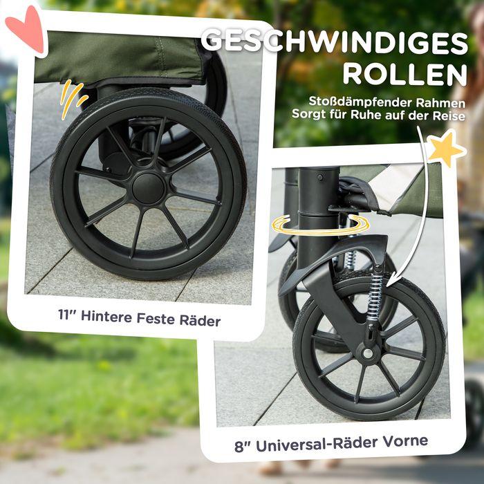 Produktbild Swisshandel24 Hundewagen Hundebuggy klappbar für grosse Hunde & Katzen bis 30 kg Katzenbuggy, dunkelgrün (Hund, Faltbar, Atmungsaktiv, Sicherheitsverschluss)