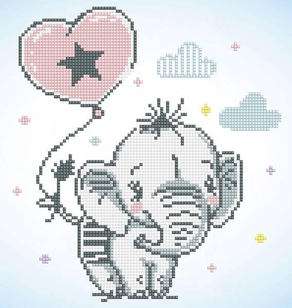 Actual product image Magni Diamond Dotz DD5-034 cute elephant, approx. 28 x 30 cm large, Diamond Painting, Painting with