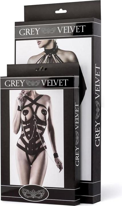 Actual product image Grey Velvet 3-piece chain harness set (XS, S)