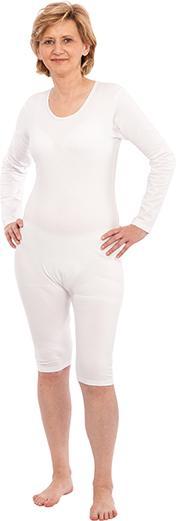 Suprima Pflegebody Langarm M unisex mit teilbarem Reissverschluss am Bein weiss (M)