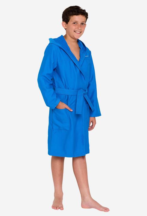 Nabaiji Kids’ microfibre compact hooded bathrobe in light blue