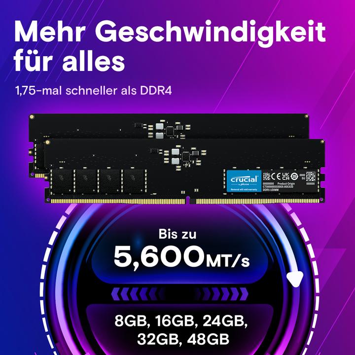 Actual product image Crucial Desktop Memory (1 x 16GB, 4800 MHz, DDR5 RAM, DIMM)