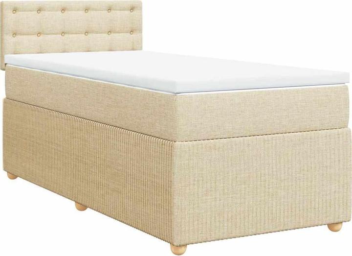 Produktbild VidaXL Boxspringbett Doppelbett Polsterbett Bett Matratze Creme 180x200cm Stoff (180 x 200 cm, 180 x 200 cm)