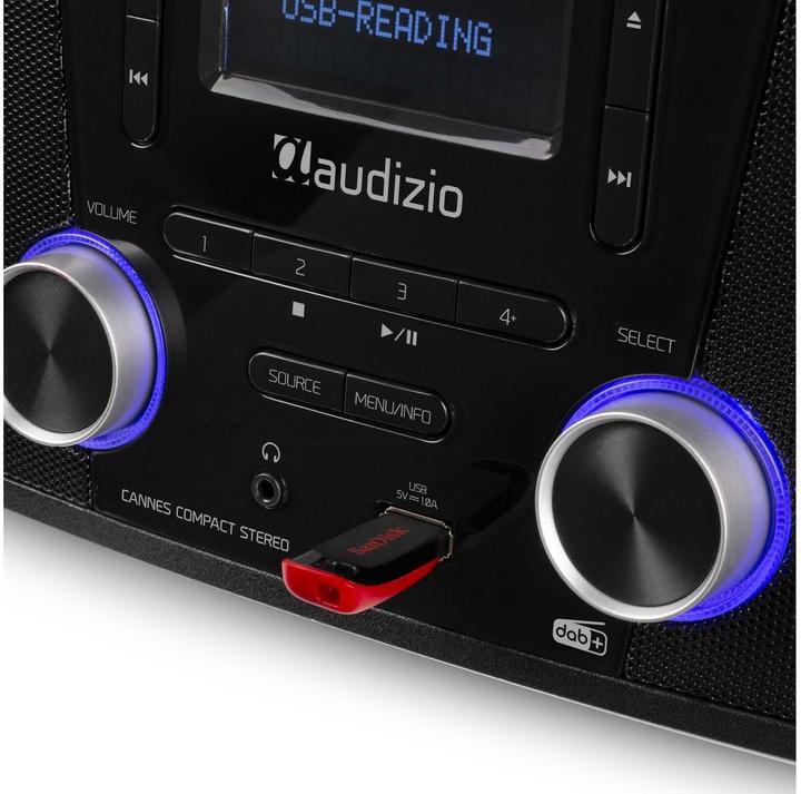 Immagine prodotto DAB radio con Bluetooth - Audizio Cannes - Stereo FM e radio con lettore cd e lettore mp3 (Lettore CD, Bluetooth, 1x 120 W)