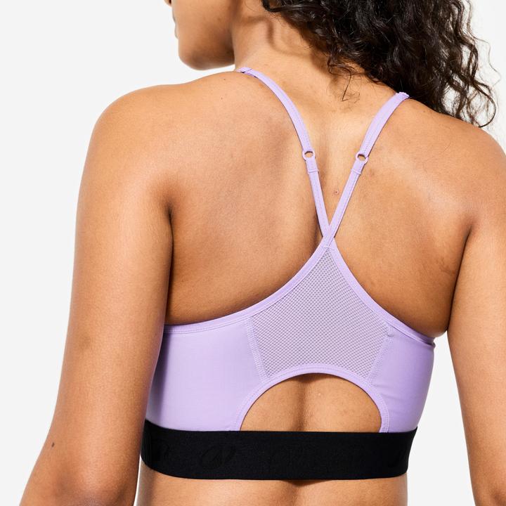 Image du produit Domyos Brassière bretelles fines croisées maintien léger Femme, Violet (S)