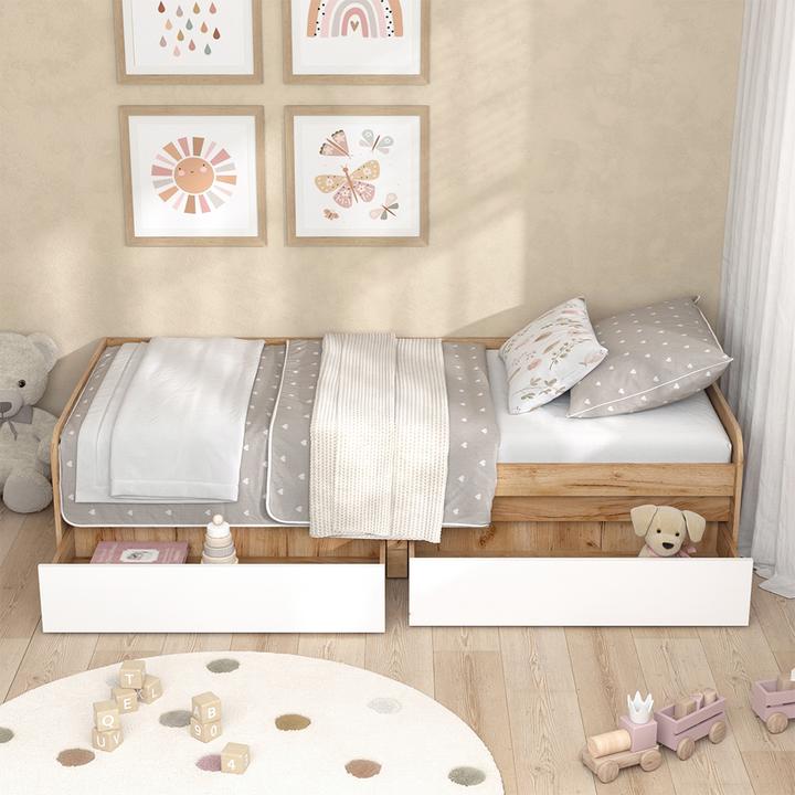 Actual product image Vichy Children's bed Clario, White/Artisan, 90x200 cm without mattress (90 x 200 cm)