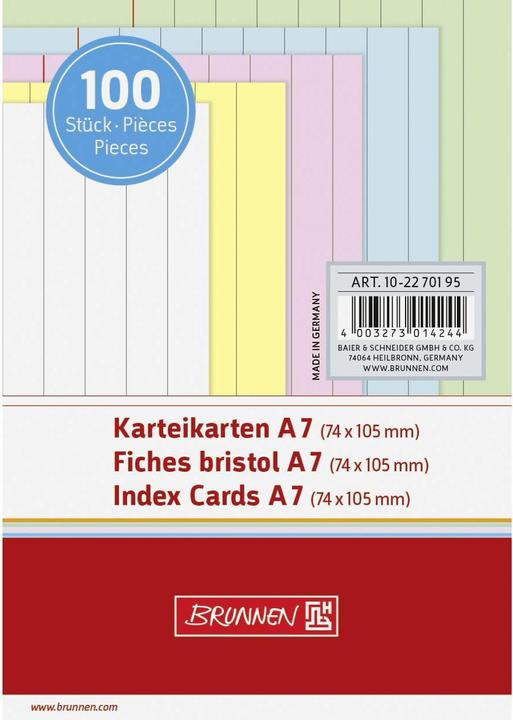 Karteikarten (A7, 190 g/m², 100 x)