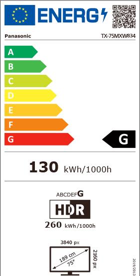 Energie-Label Panasonic TX-75MXW834 (75", MXW834, LCD, 4K, 2023)