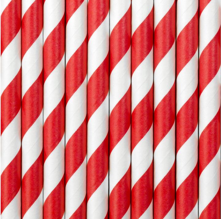 Actual product image Partydeco Red and white striped paper straw (10 x)