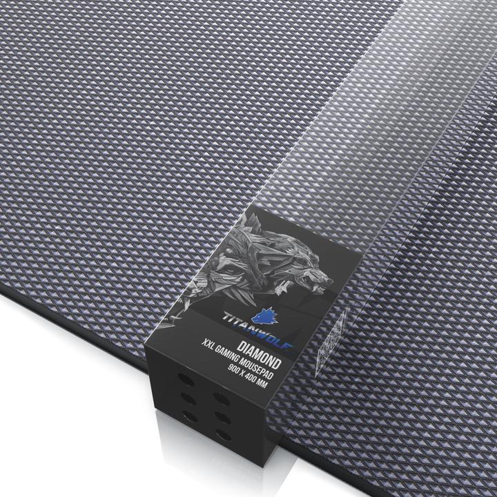 Actual product image Titanwolf Gaming mouse pad XXL, smooth fabric, speed mouse mat 900 x 400mm large surface, diamond motif (Wide)