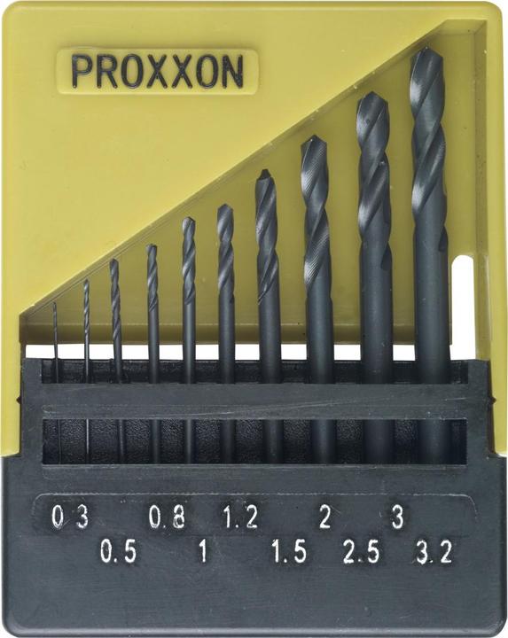 Proxxon Set di trapani a spirale (1 mm, 0,8 mm, 0,3 mm, 0,5 mm, 1,2 mm, 1,5 mm, 3 mm, 2,5 mm, 3,2 mm, 2 mm)