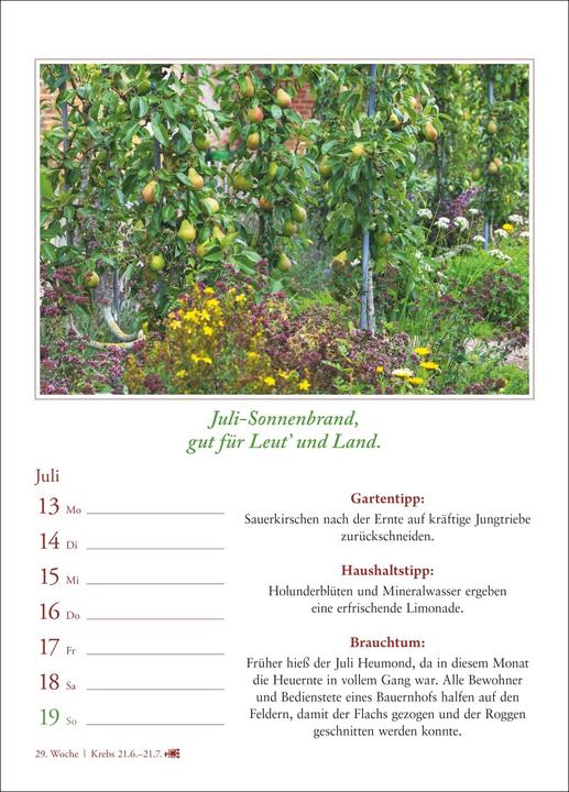 Produktbild Harenberg Bauernweisheiten Wochenkalender 2026 - Bauernregeln, Brauchtum, Gartentipps, Haushalt (A5, Harter Einband, Deutsch)